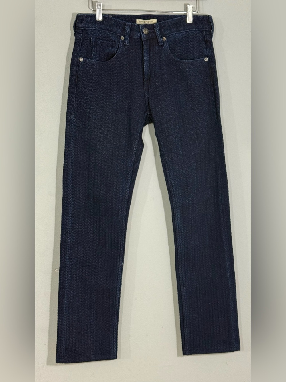 Levi’s Made & Crafted Tack Slim Herringbone Jeans 29 Selvedge Dark Indigo